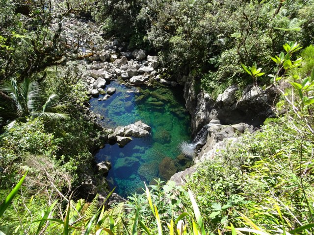 Très difficile de repérer un passage pour gagner le bassin. Retour vers l'amont