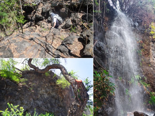 Descendre un sentier escarpé vers la falaise d'escalade Paille en Queue