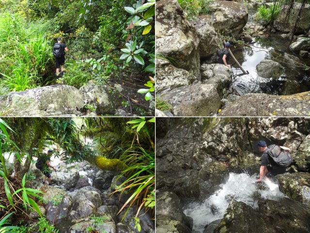 Passages sur les berges ou à même le torrent