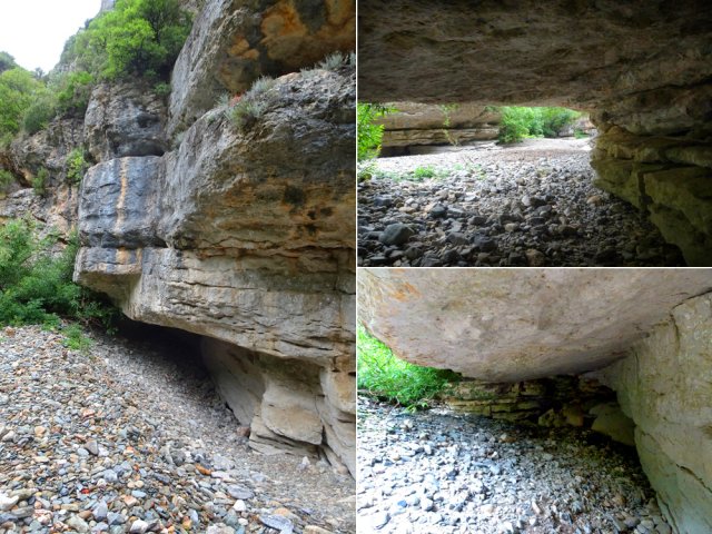 La falaise est souvent creusée par les courants lors des crues